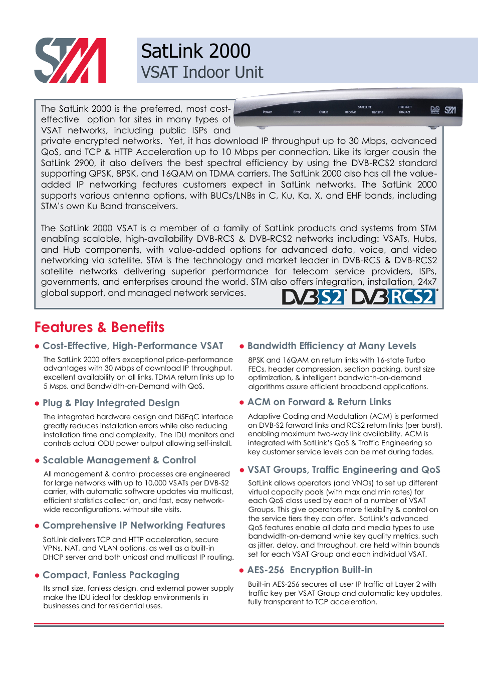 STM SatLink 2000 VSAT User Manual | 2 pages