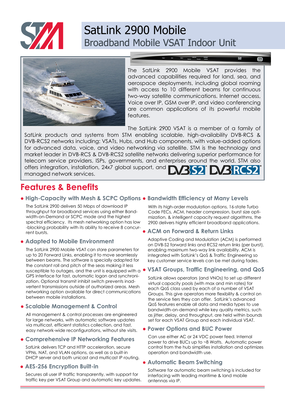 STM SatLink 2900 Mobile VSAT User Manual | 2 pages
