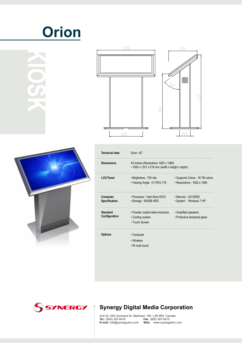 Synergy Digital Orion User Manual | 1 page