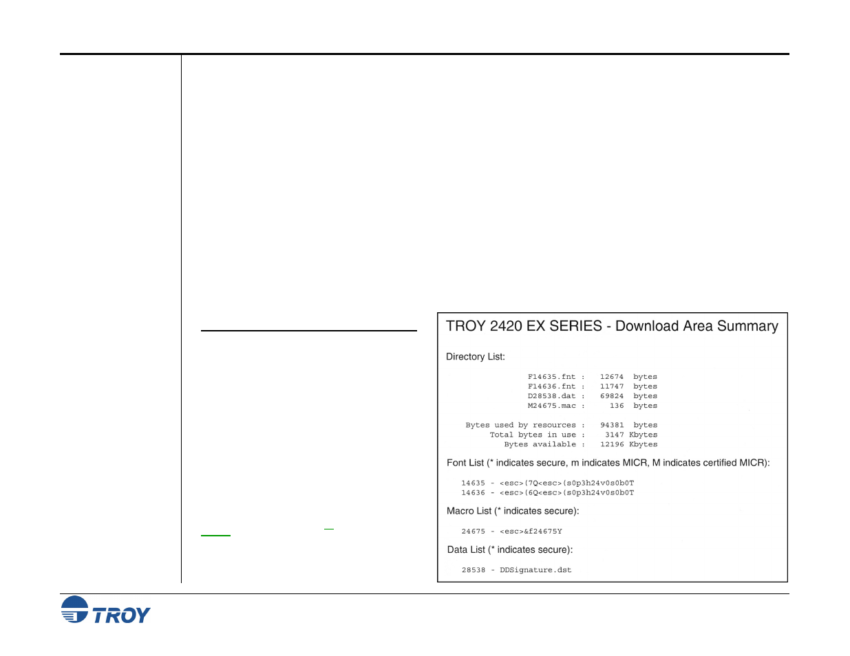 Managing printer resources, Printing a list of printer resources | TROY Group MICR_IRD 9050 Security Printing Solutions User’s Guide User Manual | Page 77 / 160