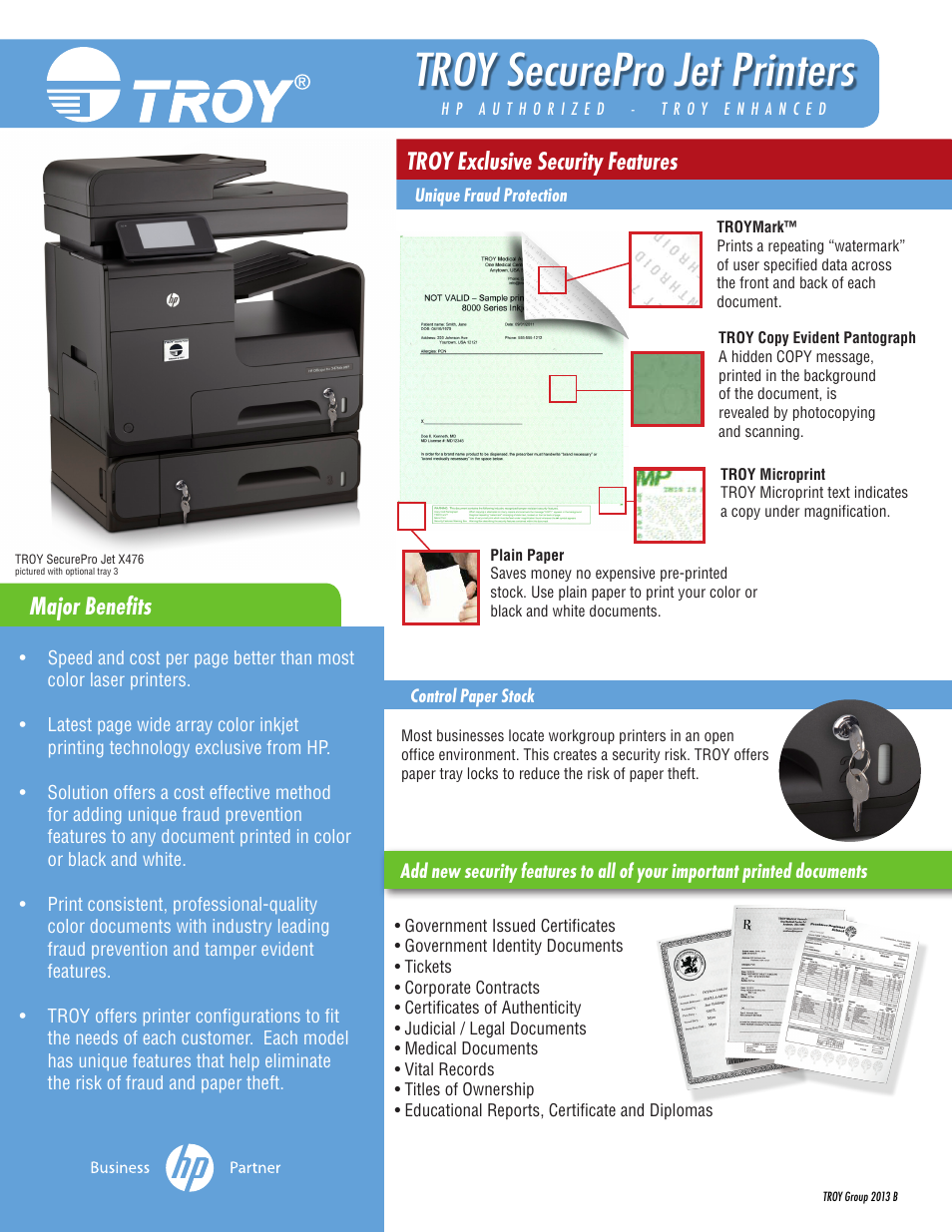 TROY Group SecurePro Jet Datasheet User Manual | 2 pages