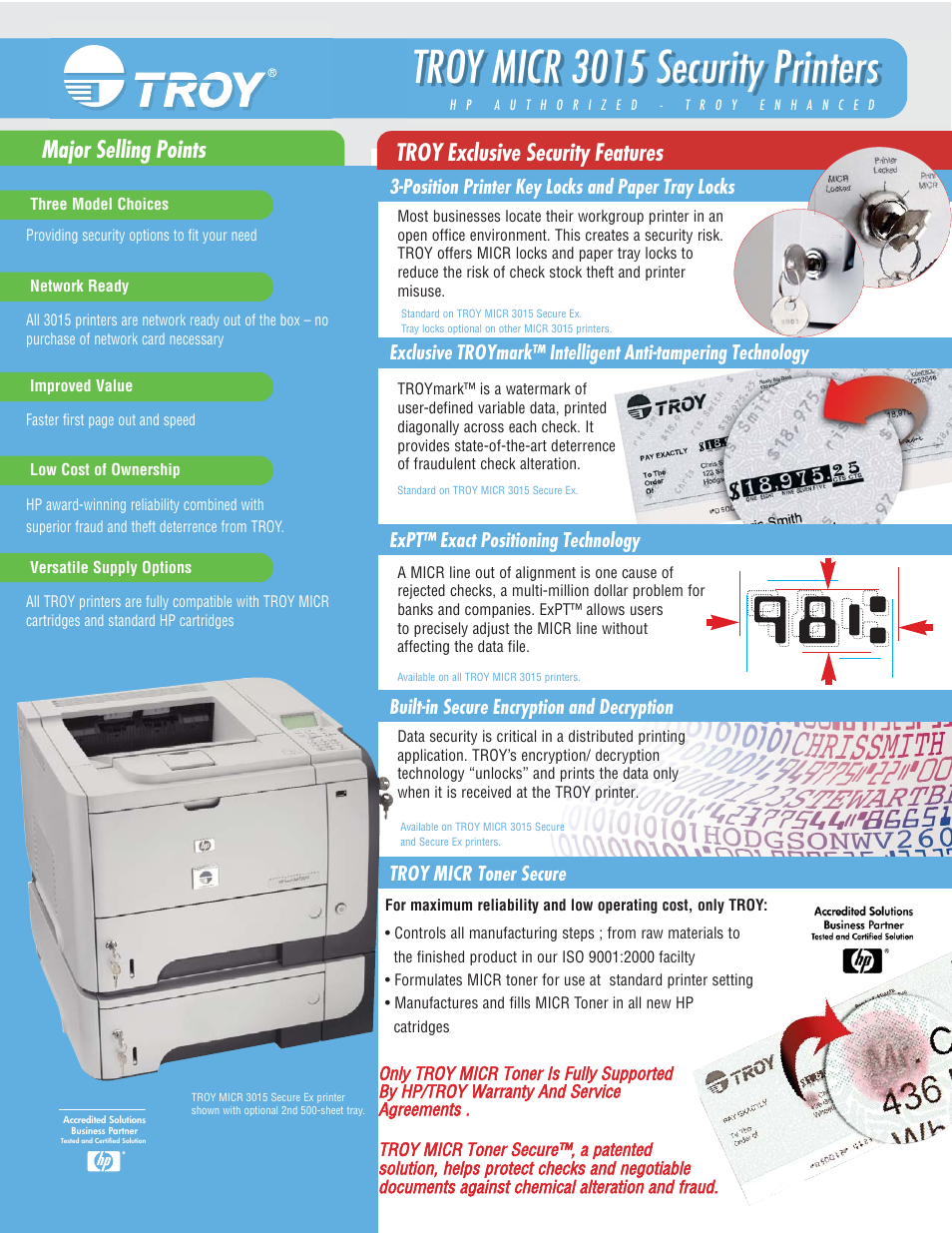 TROY Group MICR 3015 Datasheet User Manual | 2 pages