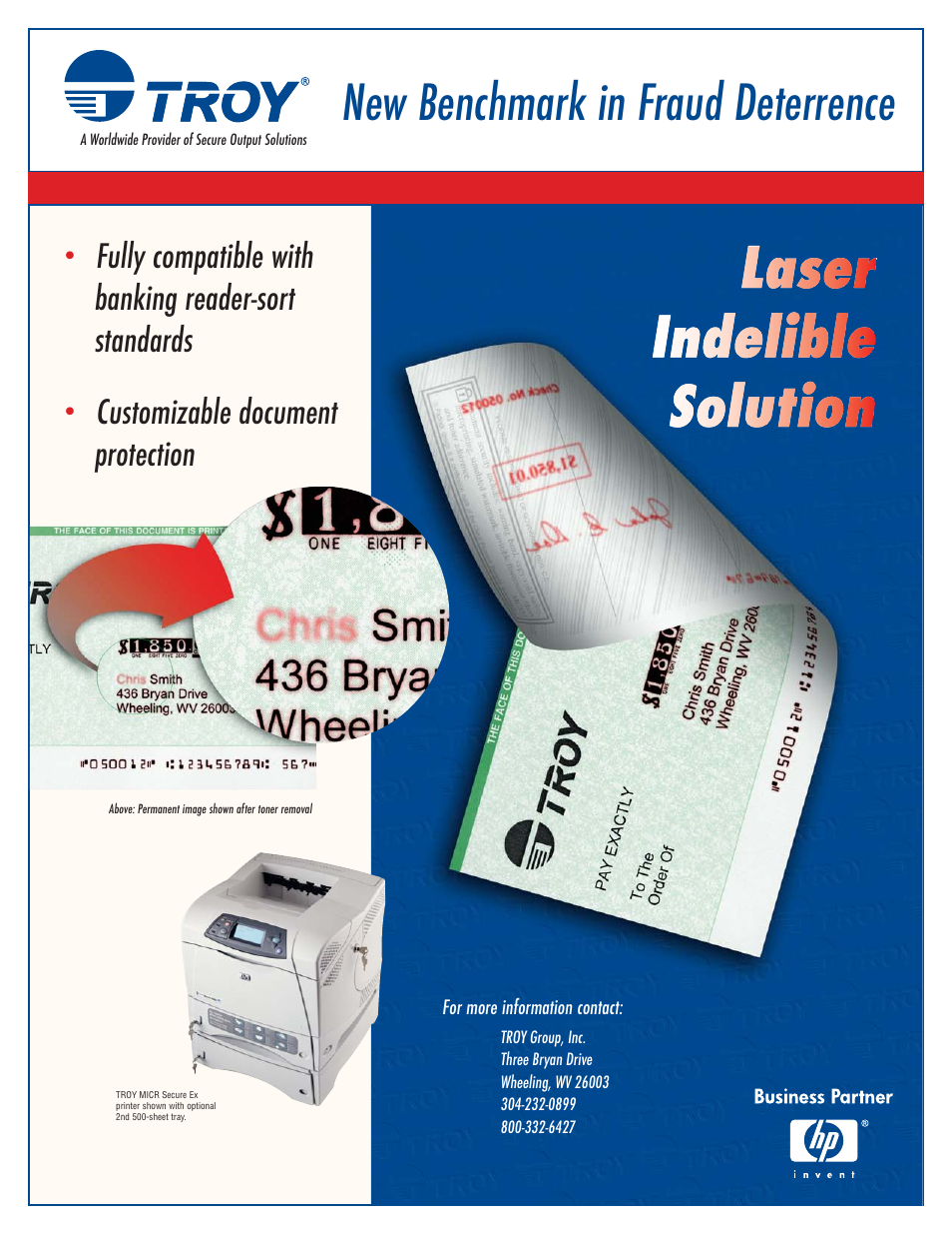 TROY Group Laser Indelible Solution Datasheet User Manual | 1 page