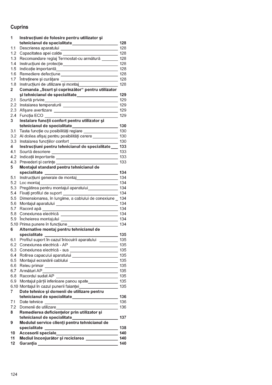 Cuprins | STIEBEL ELTRON DHE 18 SLI 25 A User Manual | Page 124 / 176