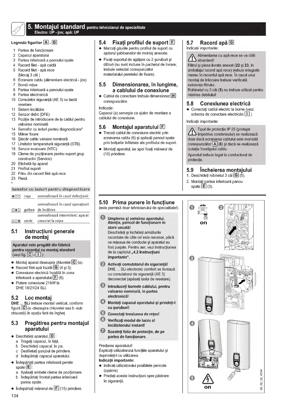 1 instructiuni generale de montaj, 2 loc montaj, 3 pregatirea pentru montajul aparatului | Montajui standard | STIEBEL ELTRON DHE 18 SLI 25 A User Manual | Page 134 / 176