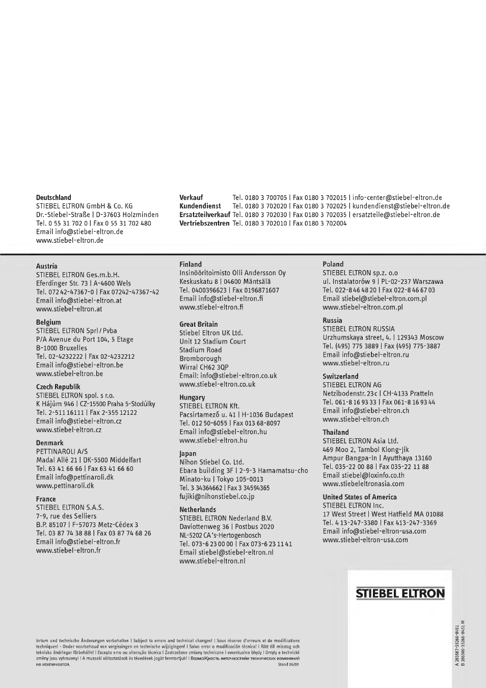 Stiebel eltron, Belgium, Denmark | STIEBEL ELTRON DHE 18 SLI 25 A User Manual | Page 176 / 176