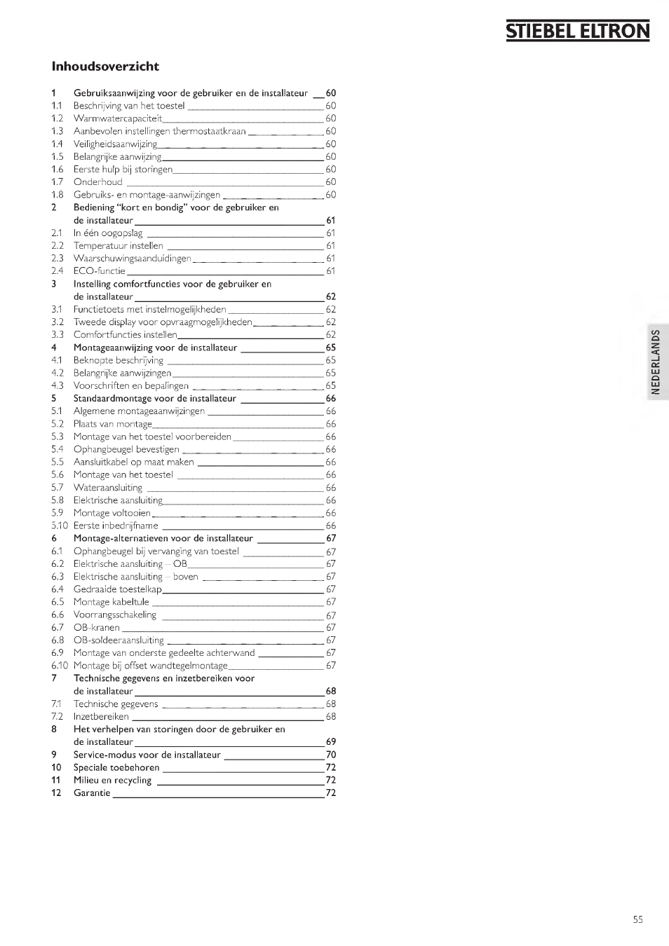 Stiebel eltron, I nh o udsoverzkht, L.'l | STIEBEL ELTRON DHE 18 SLI 25 A User Manual | Page 55 / 176