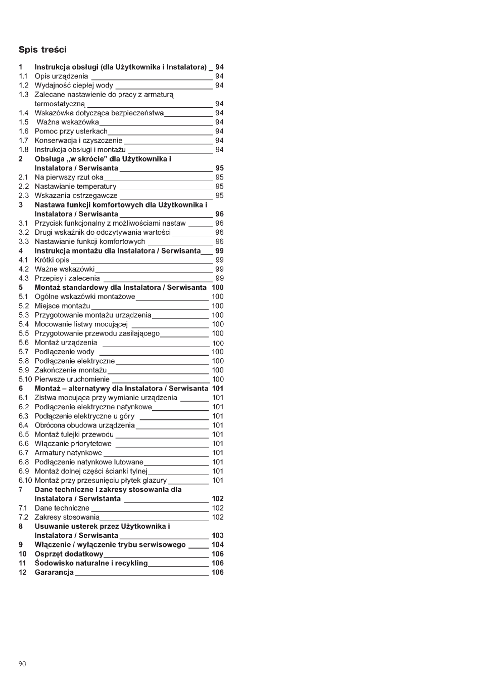 Spis tresci | STIEBEL ELTRON DHE 18 SLI 25 A User Manual | Page 90 / 176