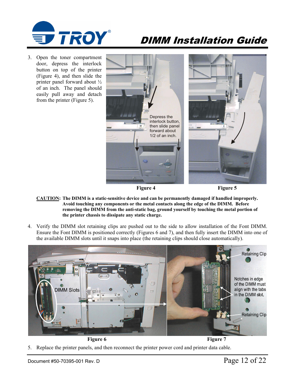 Dimm installation guide, Page 12 of 22 | TROY Group Hewlett-Packard LaserJet 9000 Font DIMM Kit Installation Guide User Manual | Page 12 / 22