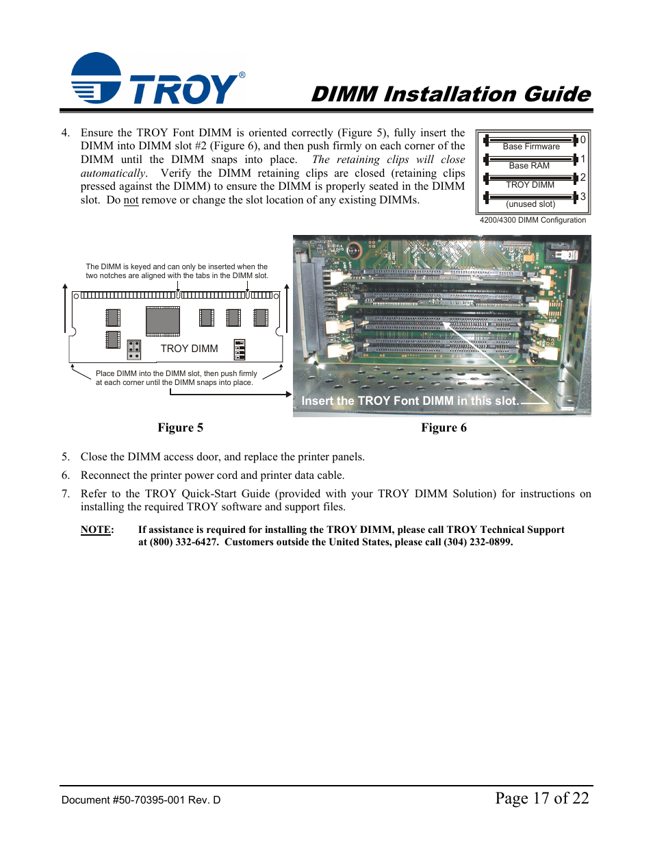 Dimm installation guide, Page 17 of 22 | TROY Group Hewlett-Packard LaserJet 9000 Font DIMM Kit Installation Guide User Manual | Page 17 / 22