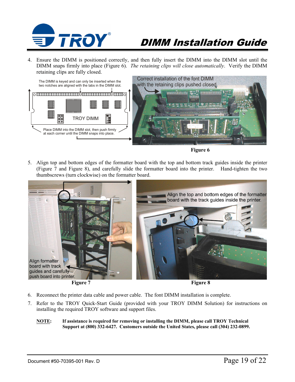 Dimm installation guide, Page 19 of 22 | TROY Group Hewlett-Packard LaserJet 9000 Font DIMM Kit Installation Guide User Manual | Page 19 / 22