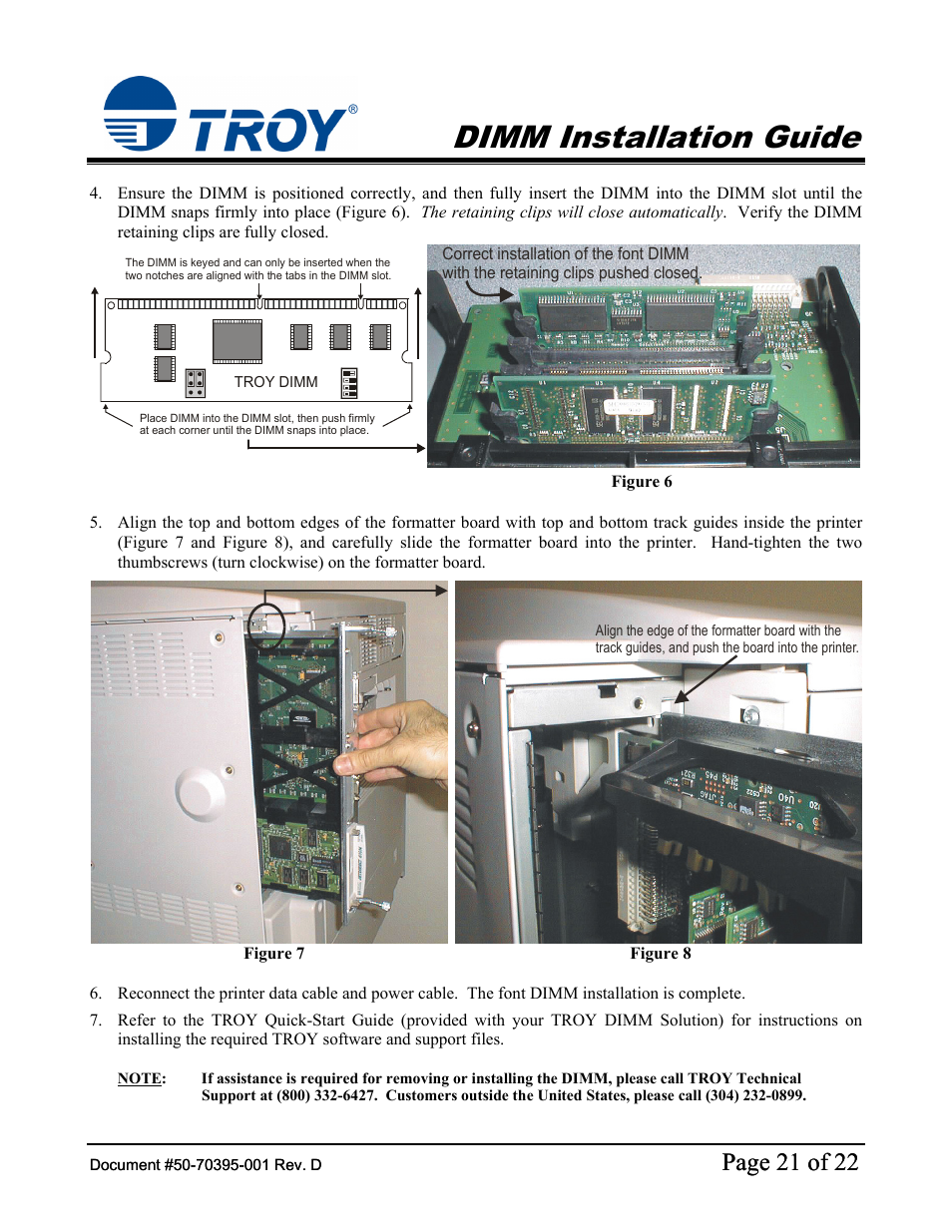 Dimm installation guide, Page 21 of 22 | TROY Group Hewlett-Packard LaserJet 9000 Font DIMM Kit Installation Guide User Manual | Page 21 / 22