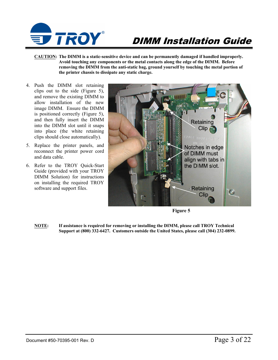 Dimm installation guide, Page 3 of 22 | TROY Group Hewlett-Packard LaserJet 9000 Font DIMM Kit Installation Guide User Manual | Page 3 / 22