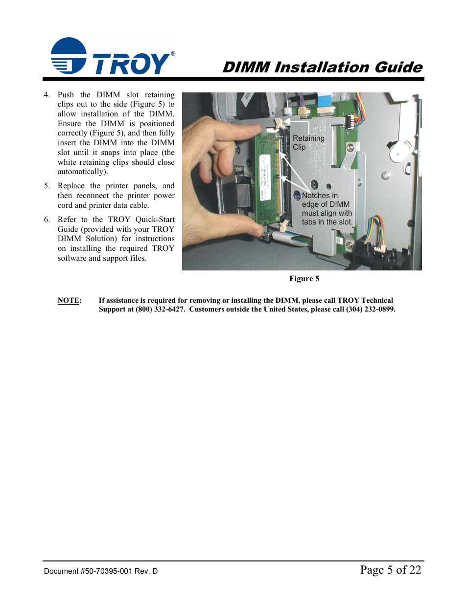 Dimm installation guide, Page 5 of 22 | TROY Group Hewlett-Packard LaserJet 9000 Font DIMM Kit Installation Guide User Manual | Page 5 / 22