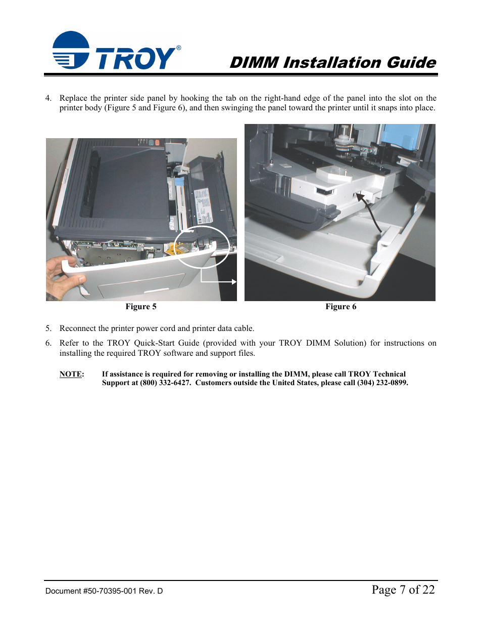 Dimm installation guide, Page 7 of 22 | TROY Group Hewlett-Packard LaserJet 9000 Font DIMM Kit Installation Guide User Manual | Page 7 / 22