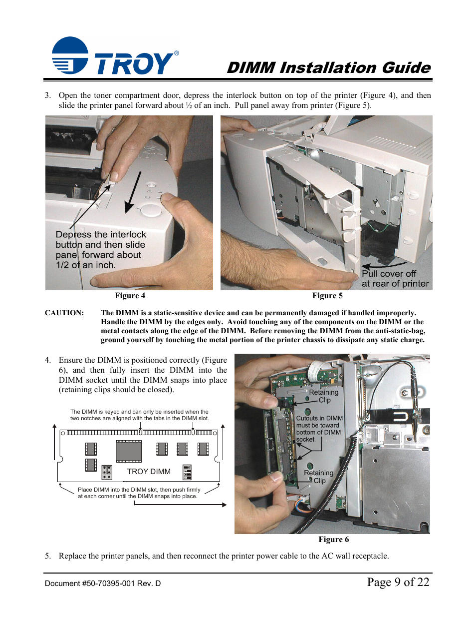 Dimm installation guide, Page 9 of 22 | TROY Group Hewlett-Packard LaserJet 9000 Font DIMM Kit Installation Guide User Manual | Page 9 / 22