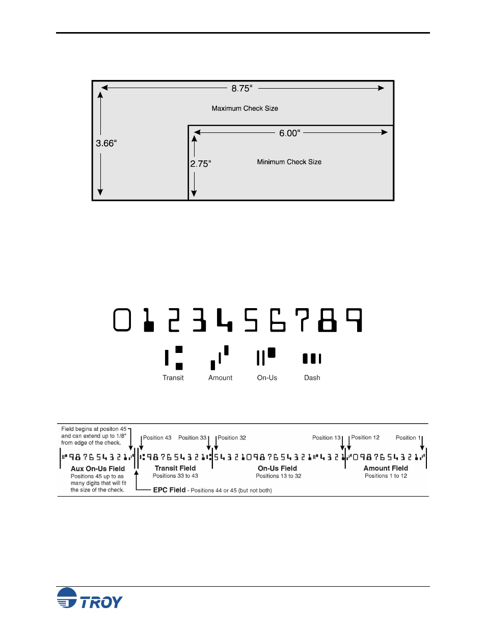Check size, The micr line | TROY Group MICR Basics Handbook User Manual | Page 7 / 21