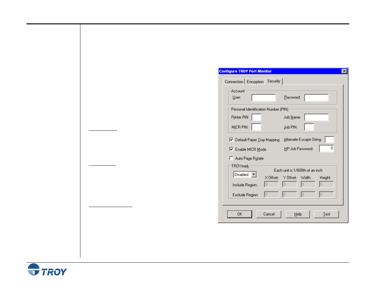 Security tab | TROY Group MICR_IRD 4300 Security Printing Solutions User’s Guide User Manual | Page 109 / 164