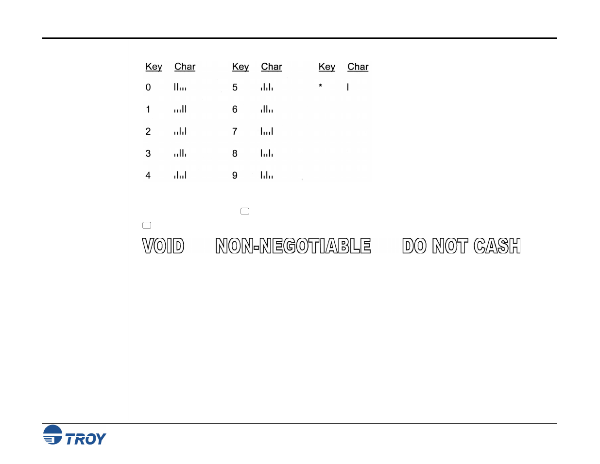 Troy postnet barcode font, Troy autoprotect™ font | TROY Group MICR_IRD 9000 1UP MICR Printing Solutions User’s Guide User Manual | Page 120 / 160