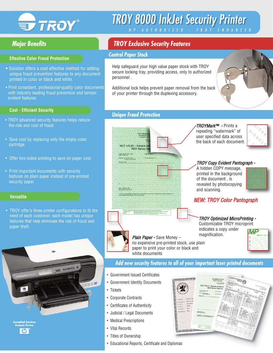 TROY Group 8000 InkJet Datasheet User Manual | 2 pages