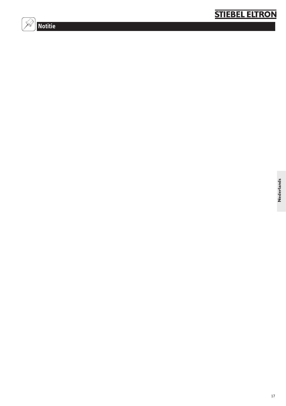 Notitie | STIEBEL ELTRON SN 5 SL User Manual | Page 17 / 34