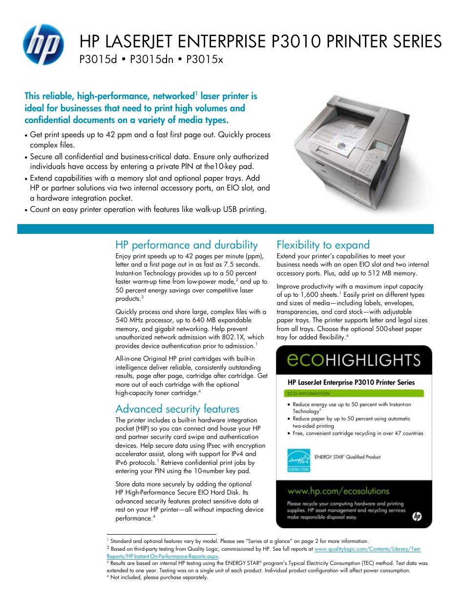 TROY Group Hewlett-Packard LaserJet 3015-d-dn-x Datasheet User Manual | 4 pages