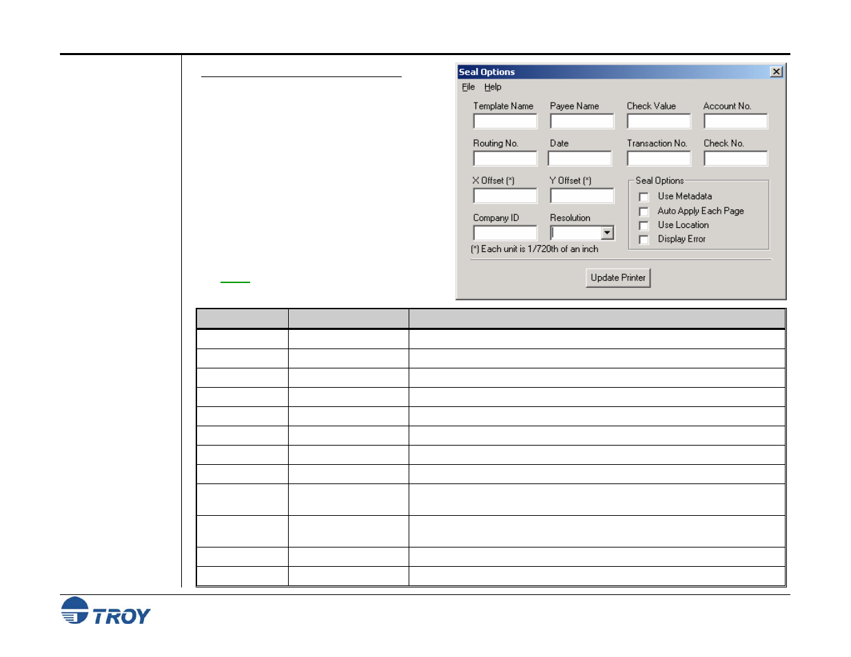 Implementing the secure seal feature (cont.) | TROY Group MICR_IRD 3005 Security Printing Solutions User’s Guide User Manual | Page 66 / 160