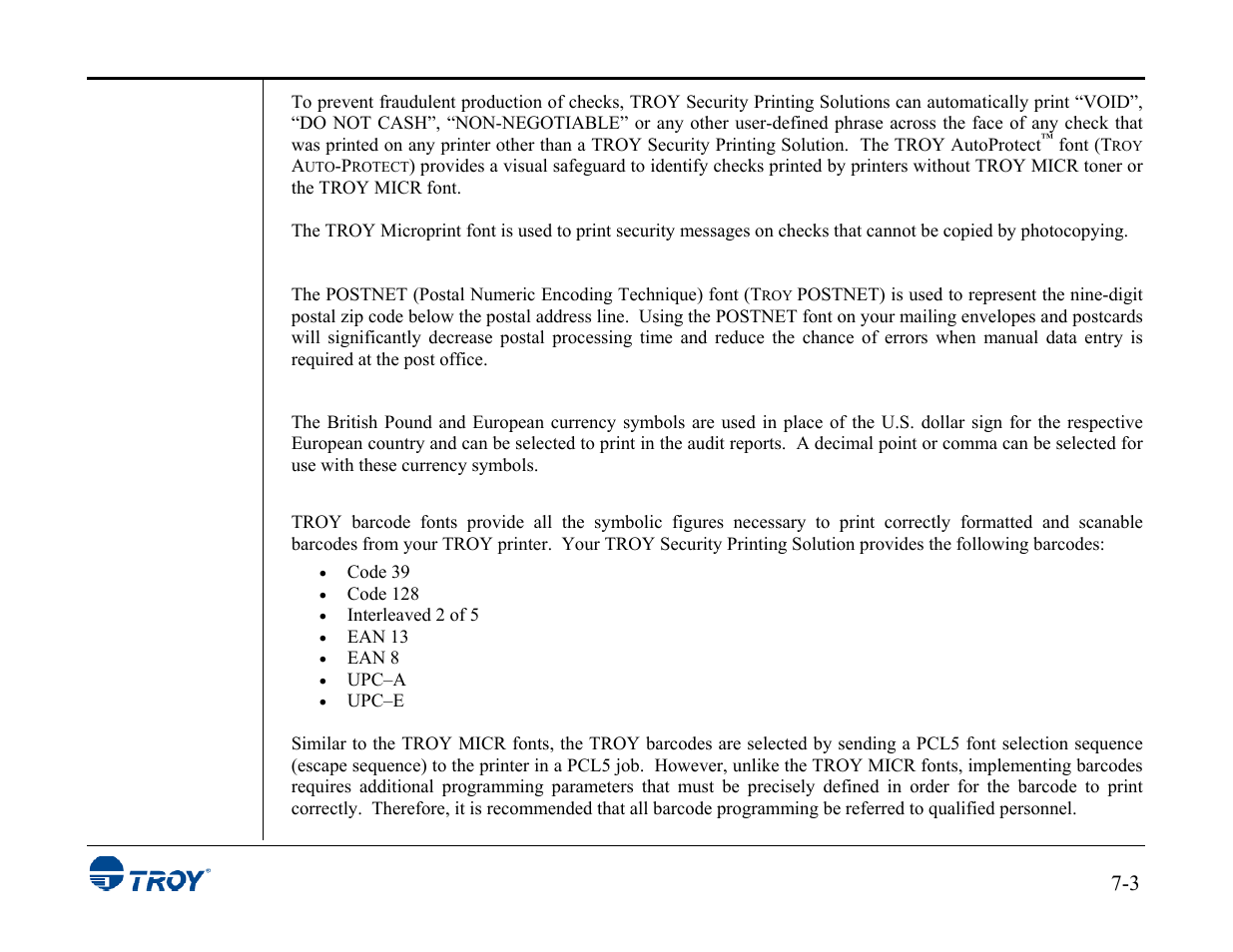 TROY Group MICR_IRD 3015 Security Printing Solutions User’s Guide User Manual | Page 106 / 153