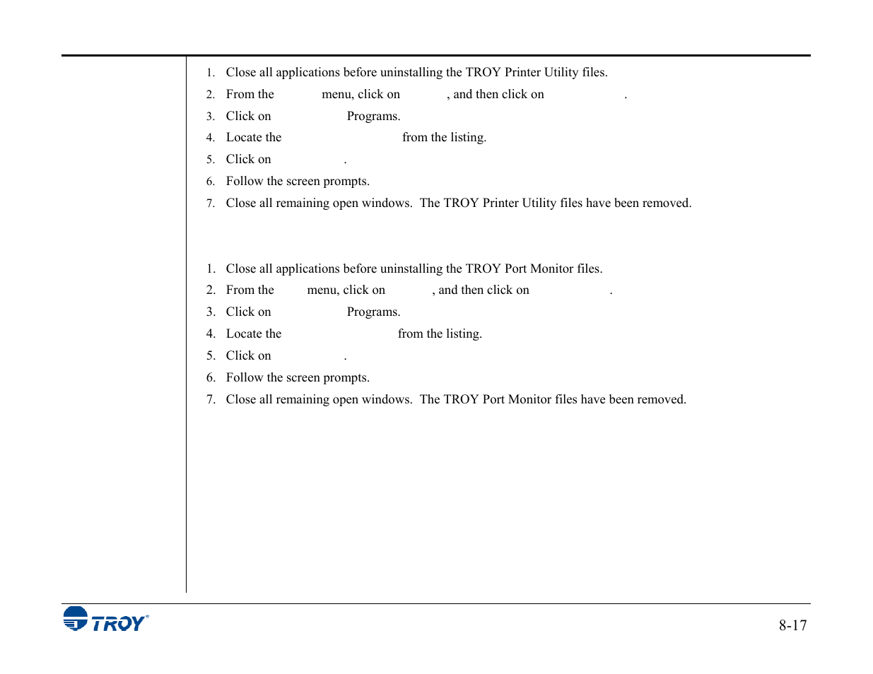 TROY Group MICR_IRD 3015 Security Printing Solutions User’s Guide User Manual | Page 150 / 153