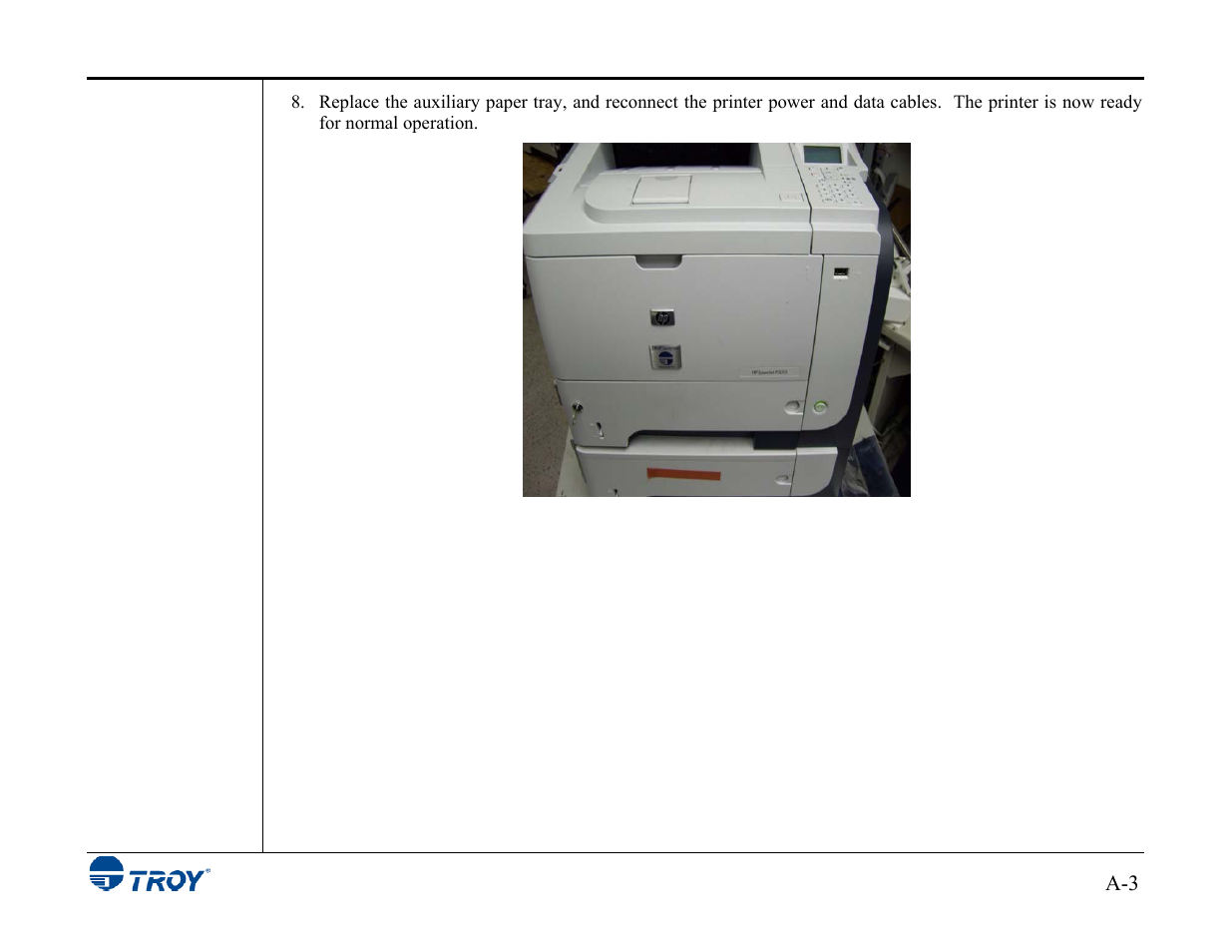 Appendix a duplexer installation | TROY Group MICR_IRD 3015 Security Printing Solutions User’s Guide User Manual | Page 153 / 153