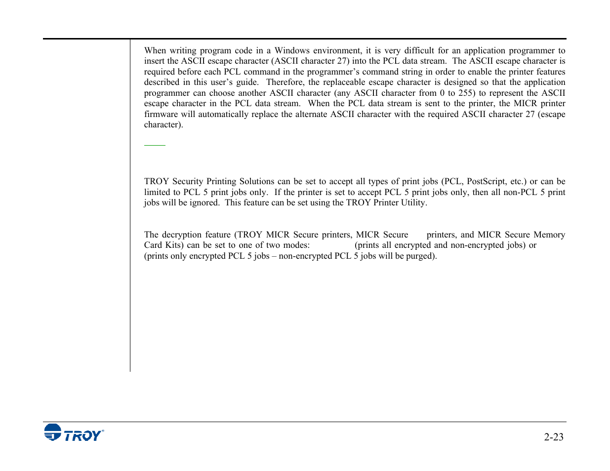 TROY Group MICR_IRD 3015 Security Printing Solutions User’s Guide User Manual | Page 37 / 153