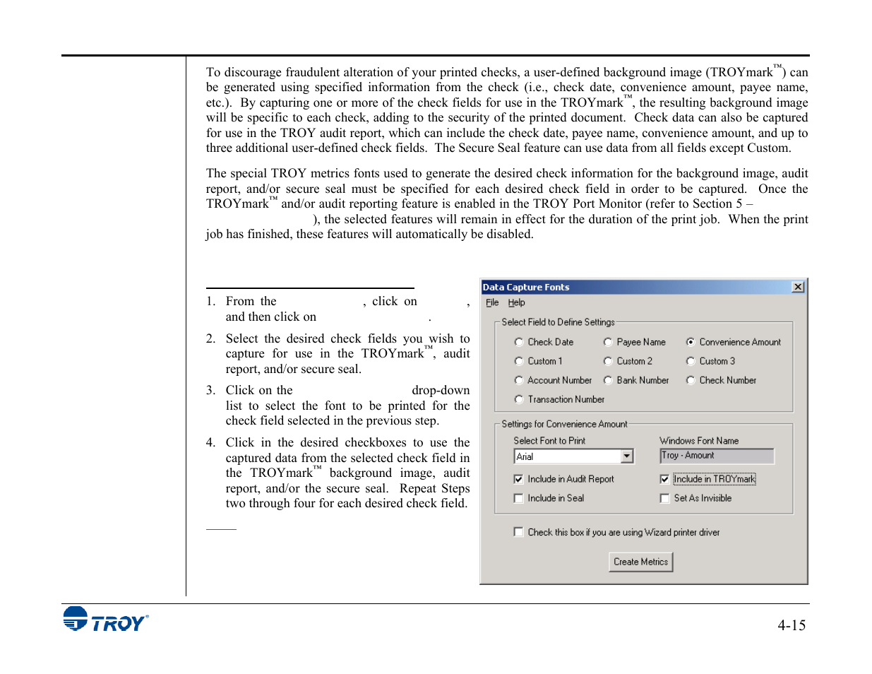 TROY Group MICR_IRD 3015 Security Printing Solutions User’s Guide User Manual | Page 60 / 153