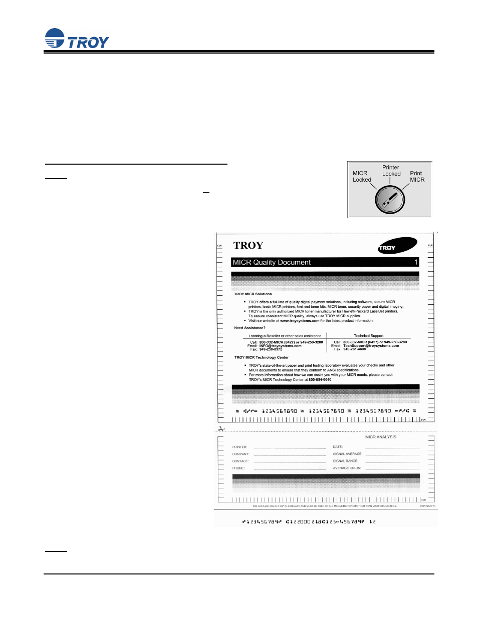 Quick-start guide, Step 6, Page 9 of 10 | Check the micr print quality | TROY Group MICR_IRD 9000 1UP MICR Printing Solutions Quick-Start Guide User Manual | Page 9 / 10