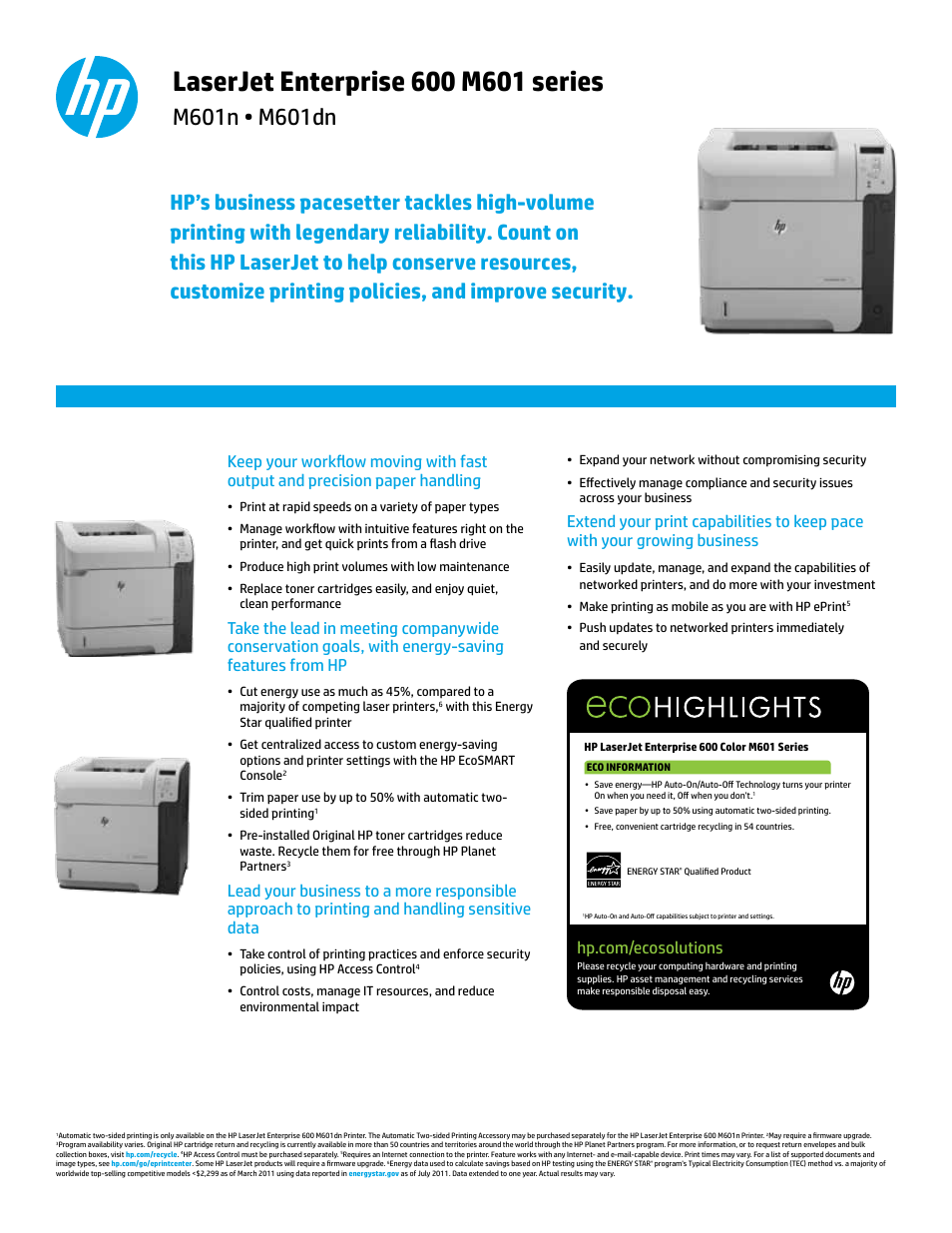 TROY Group Hewlett-Packard LaserJet M601dn Datasheet User Manual | 4 pages