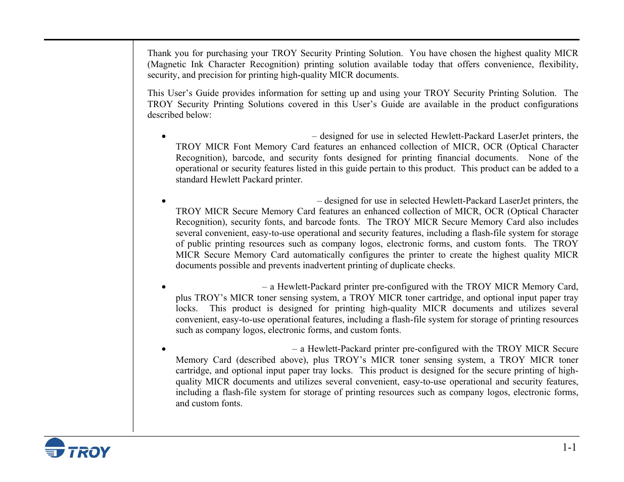 TROY Group MICR_IRD M600 Security Printing Solutions series User’s Guide User Manual | Page 10 / 159