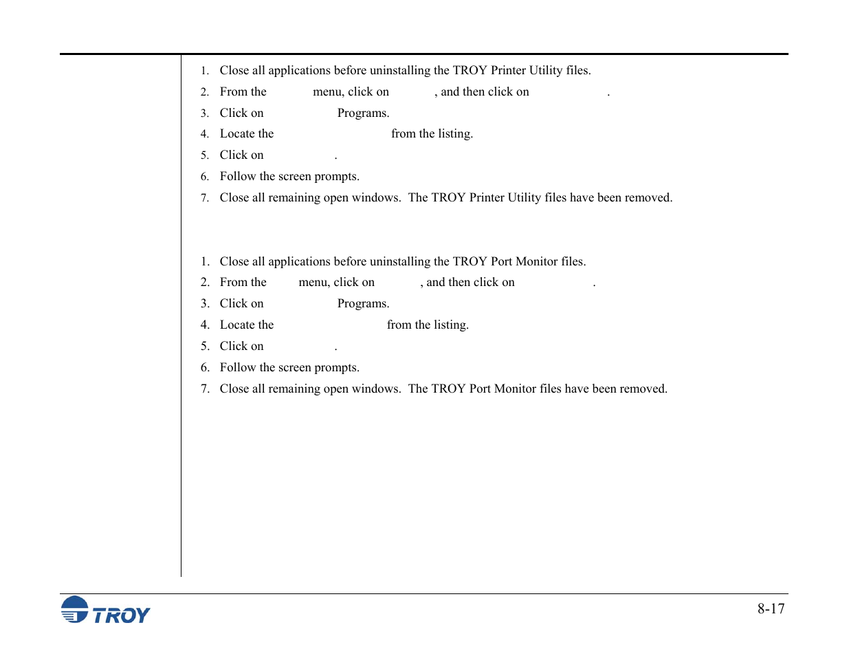 TROY Group MICR_IRD M600 Security Printing Solutions series User’s Guide User Manual | Page 155 / 159