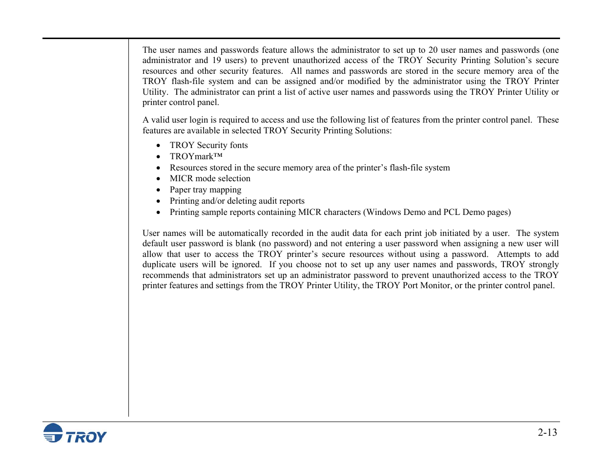 TROY Group MICR_IRD M600 Security Printing Solutions series User’s Guide User Manual | Page 27 / 159