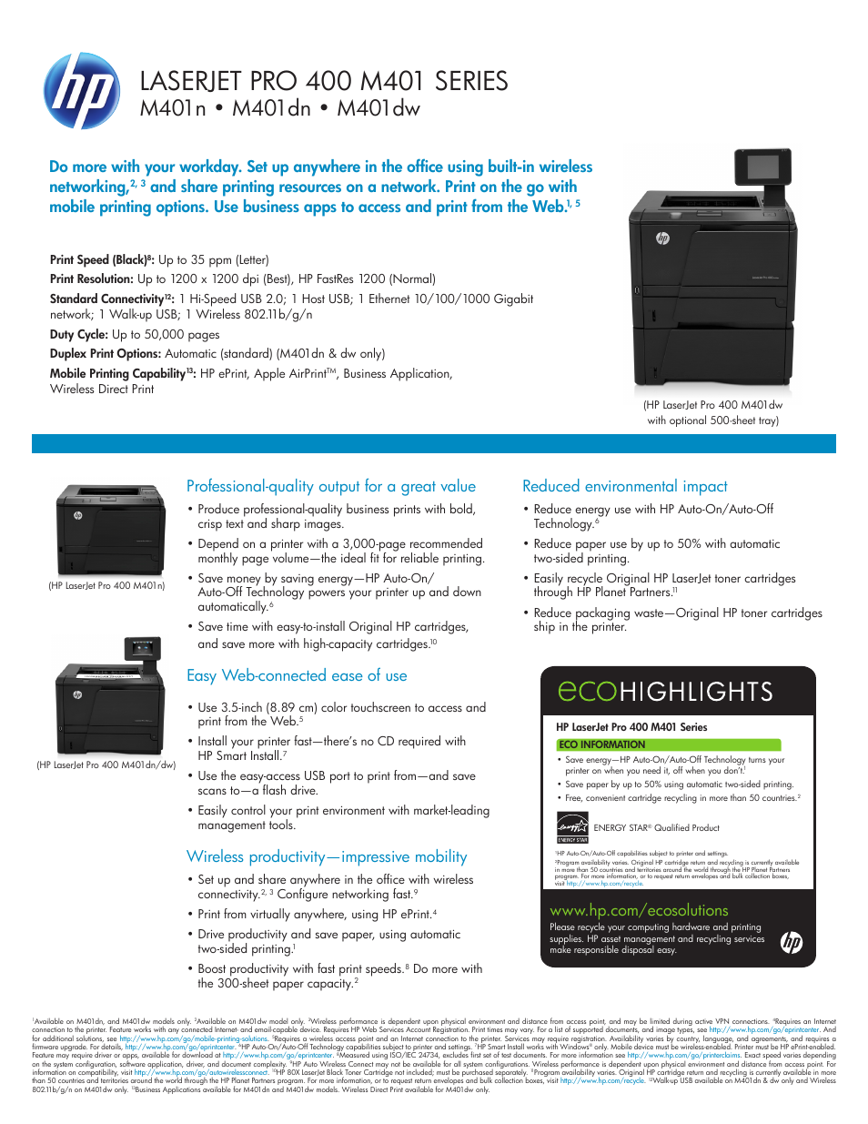 TROY Group Hewlett-Packard LaserJet M401dw Datasheet User Manual | 2 pages