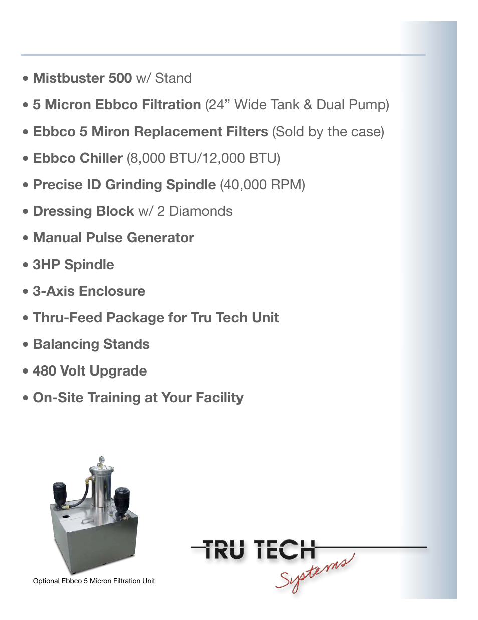 Tt-8500, Options & accessories | TRU TECH TT-8500 User Manual | Page 3 / 3