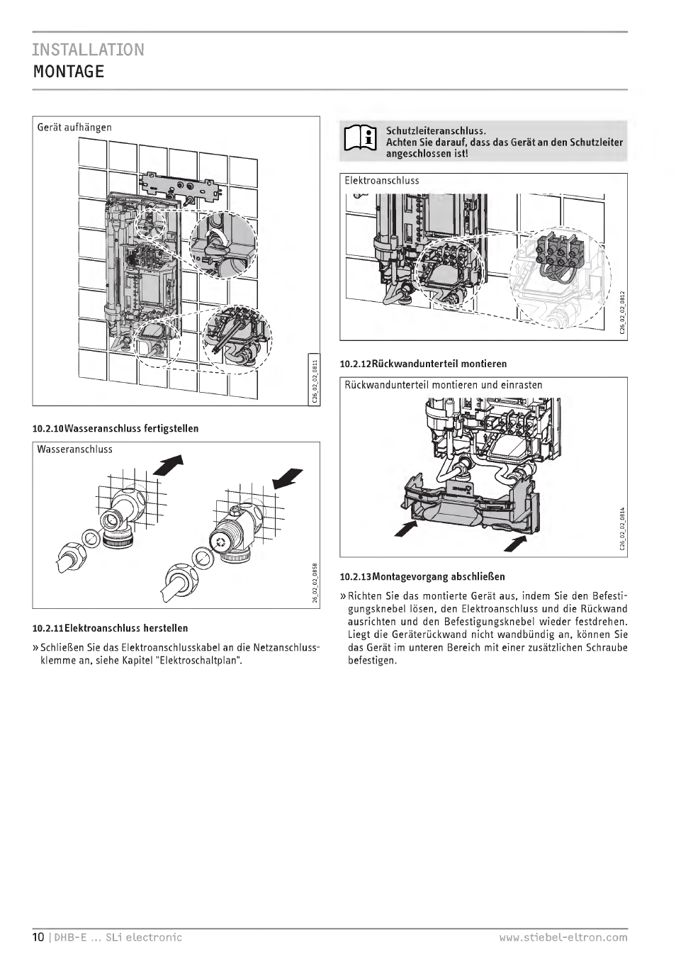 Installation montage | STIEBEL ELTRON DHB-E 13 SL User Manual | Page 10 / 168