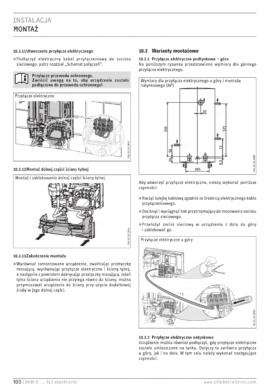 3 warianty montazowe, Instalacja montaz | STIEBEL ELTRON DHB-E 13 SL User Manual | Page 100 / 168
