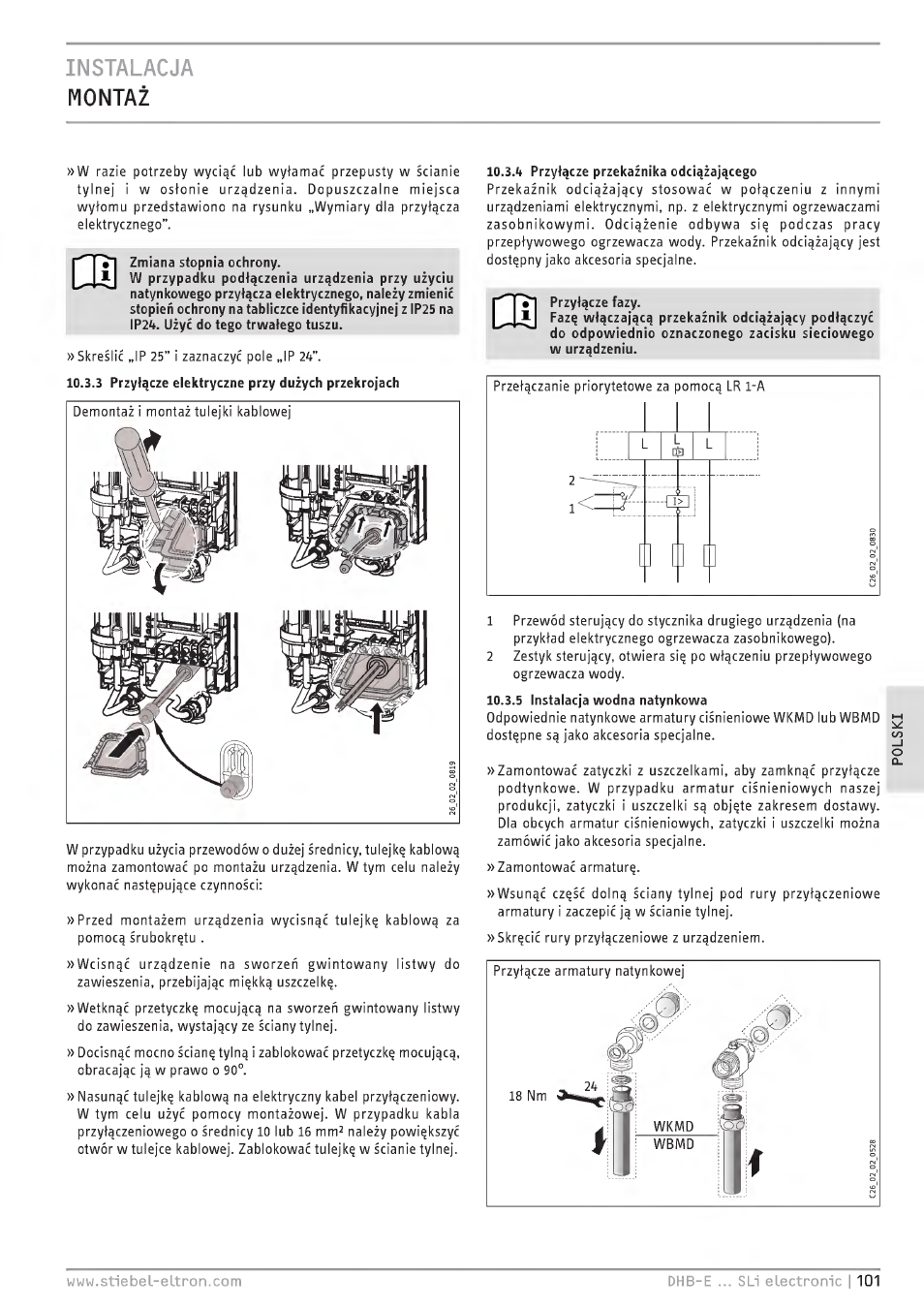 Instalacja montaz | STIEBEL ELTRON DHB-E 13 SL User Manual | Page 101 / 168