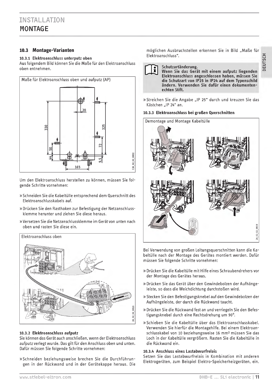Lo.s montage'vananten, Installation montage | STIEBEL ELTRON DHB-E 13 SL User Manual | Page 11 / 168