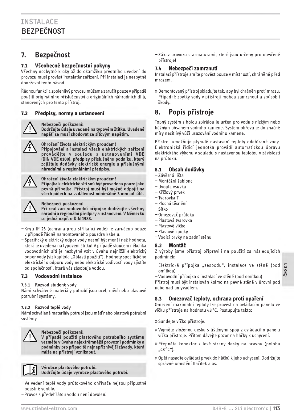 STIEBEL ELTRON DHB-E 13 SL User Manual | Page 113 / 168
