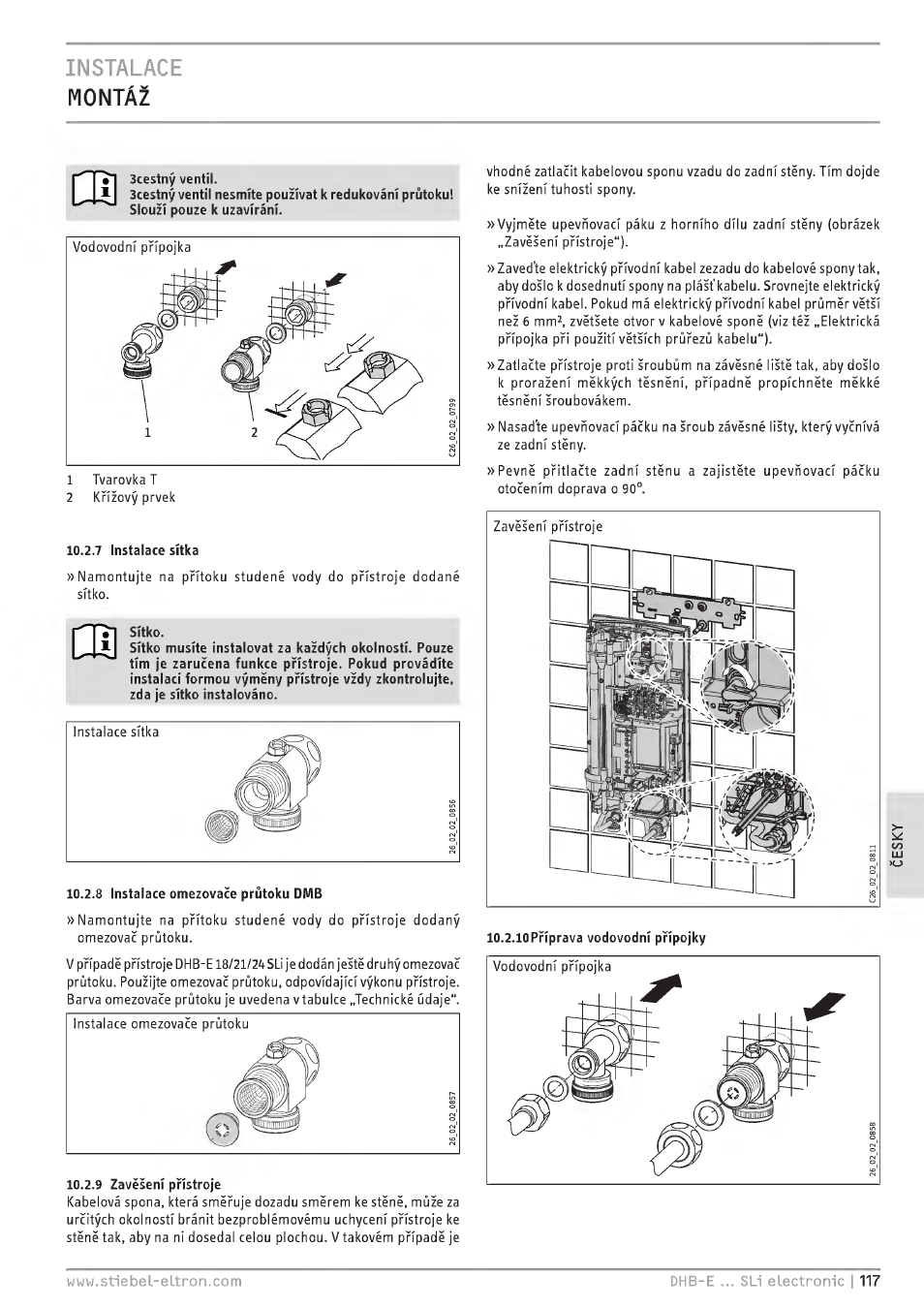 Instalace montât | STIEBEL ELTRON DHB-E 13 SL User Manual | Page 117 / 168