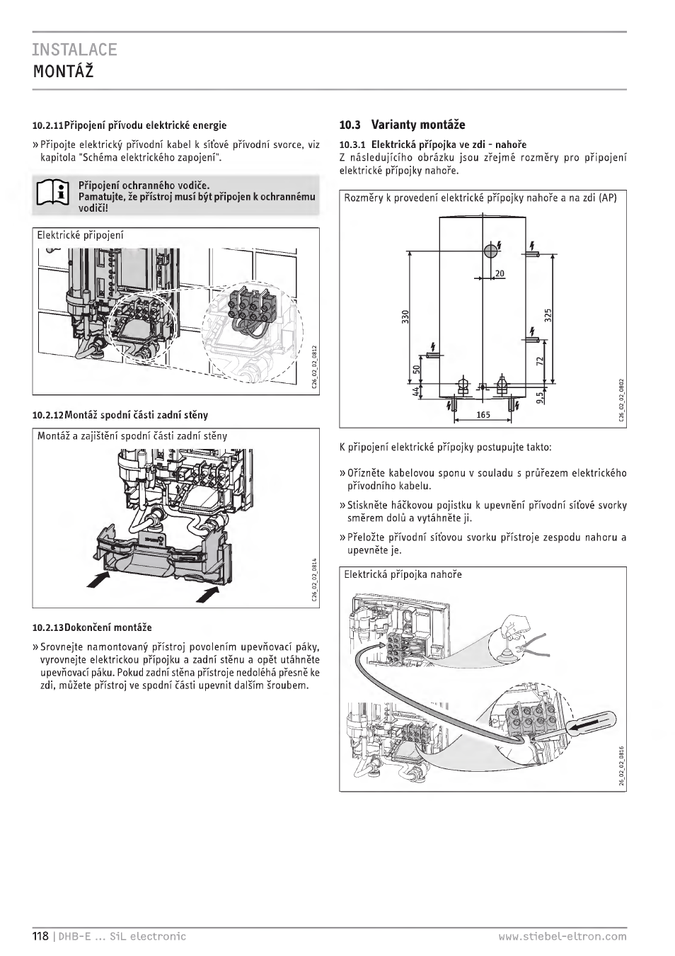 3 varianty montàze, Instalace m0ntâ2 | STIEBEL ELTRON DHB-E 13 SL User Manual | Page 118 / 168