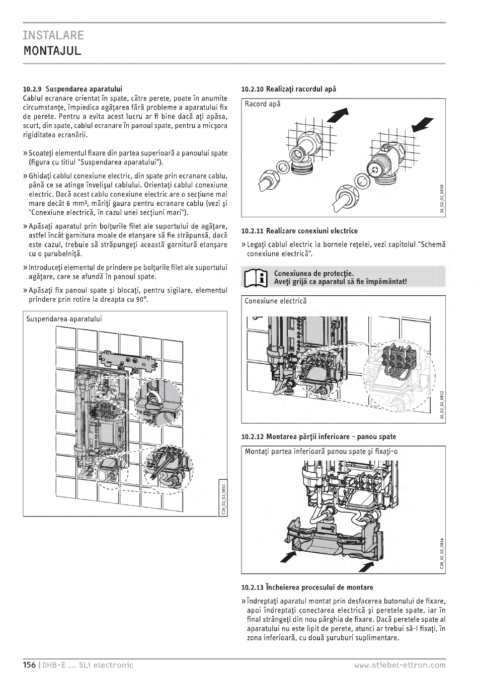 Instalare, Montajul | STIEBEL ELTRON DHB-E 13 SL User Manual | Page 156 / 168