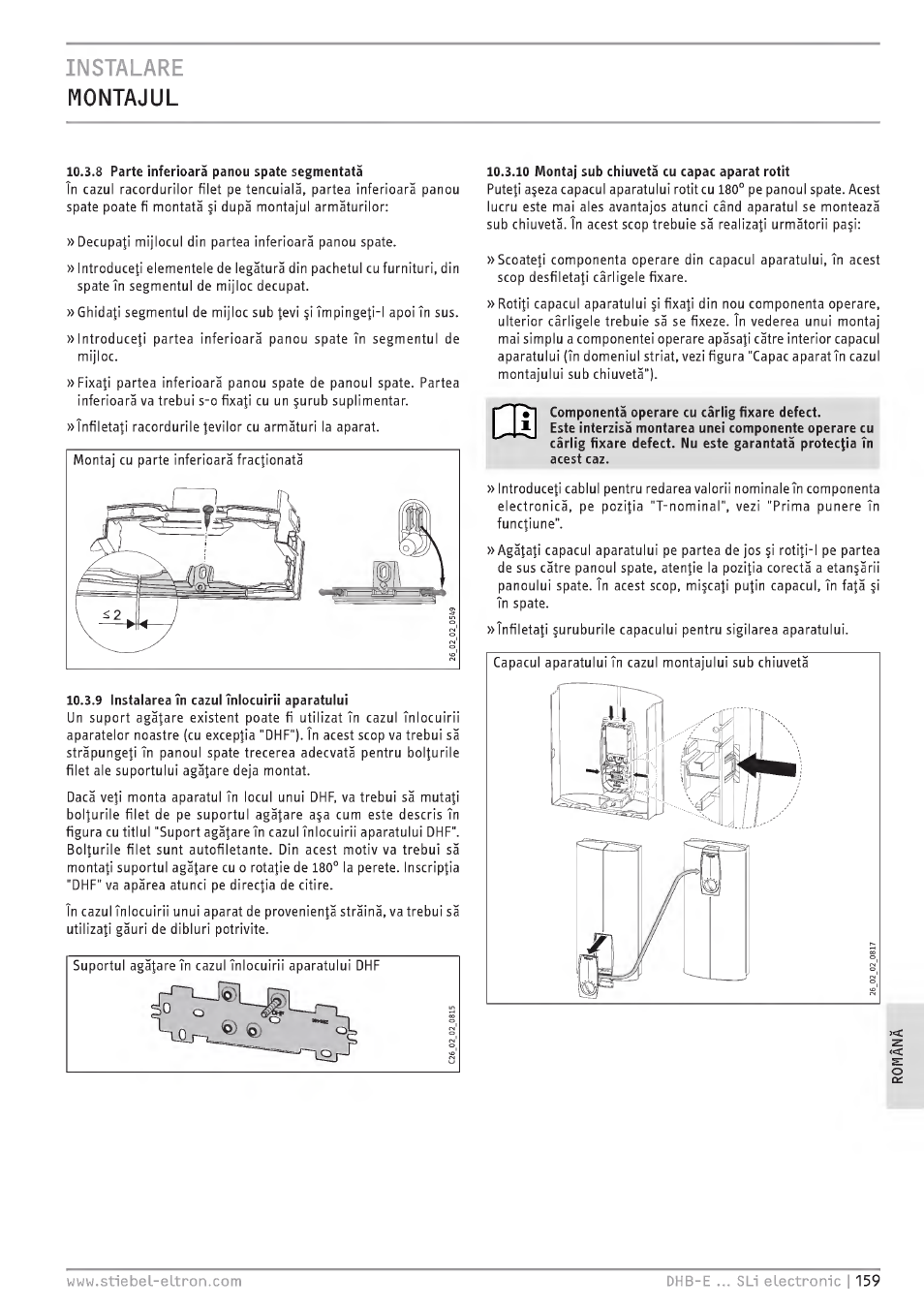 Instalare montajul | STIEBEL ELTRON DHB-E 13 SL User Manual | Page 159 / 168