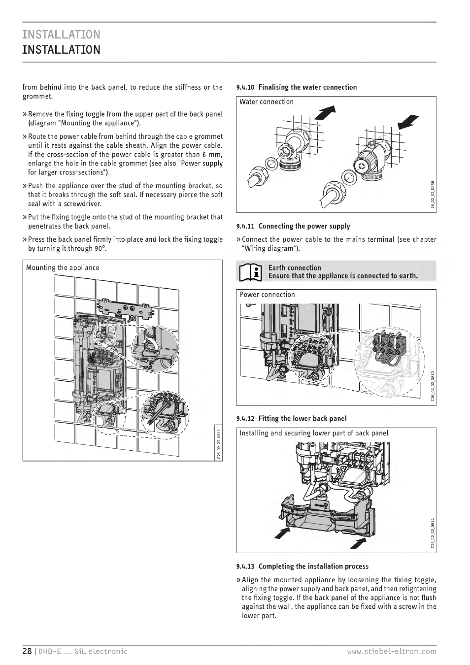Installation installation | STIEBEL ELTRON DHB-E 13 SL User Manual | Page 28 / 168
