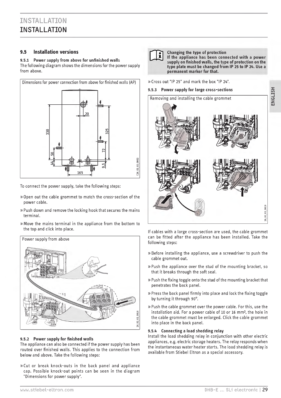 S installation versions, Installation installation | STIEBEL ELTRON DHB-E 13 SL User Manual | Page 29 / 168